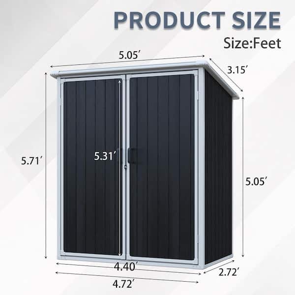 5 ft. W x 3 ft. D Outdoor Storage Shed Waterproof Resin Cabinet