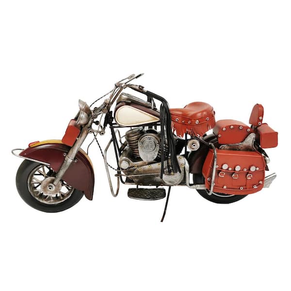 PETERSON ARTWARES Red 16 x 5.5 x 8.75 in. Burgundy Motorcycle Metal Model