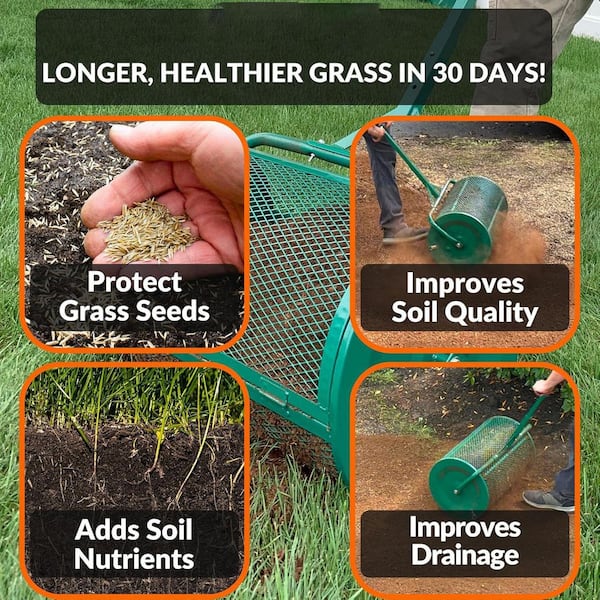 Compost and Peat Moss Push Handheld Spreader Roller for Top Soil