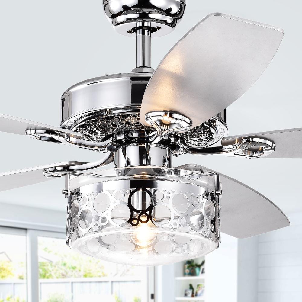 Pamerine 52-Inch Chrome Lighted Ceiling Fan with Clear Glass Shade (includes Remote and Light Kit) price history on PriceWatchPro