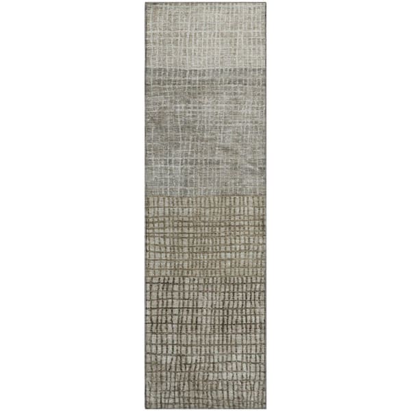 Mayfield Premium Machine Washable Abstract AMF1831 Taupe 2 ft. 3 in. x 7 ft. 6 in. Runner Rug
