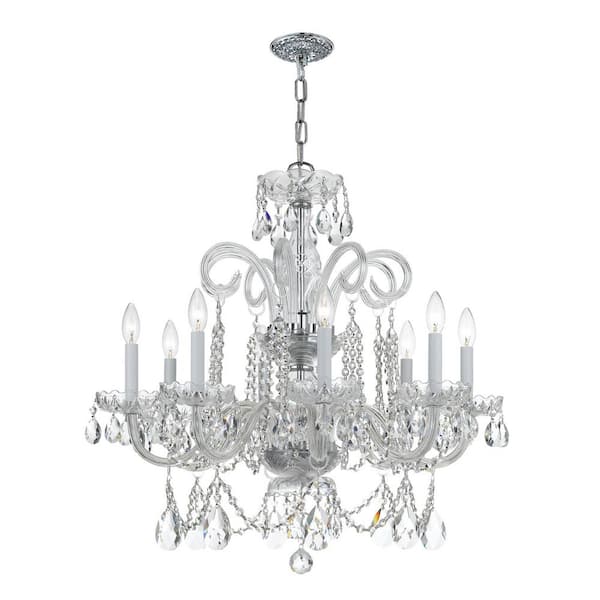 Traditional Crystal 8-Light Polished Brass Crystal Chandelier