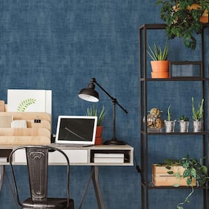 Into The Wild Blue Textured Plain Weave Paper Non-Pasted Non-Woven Wallpaper Roll