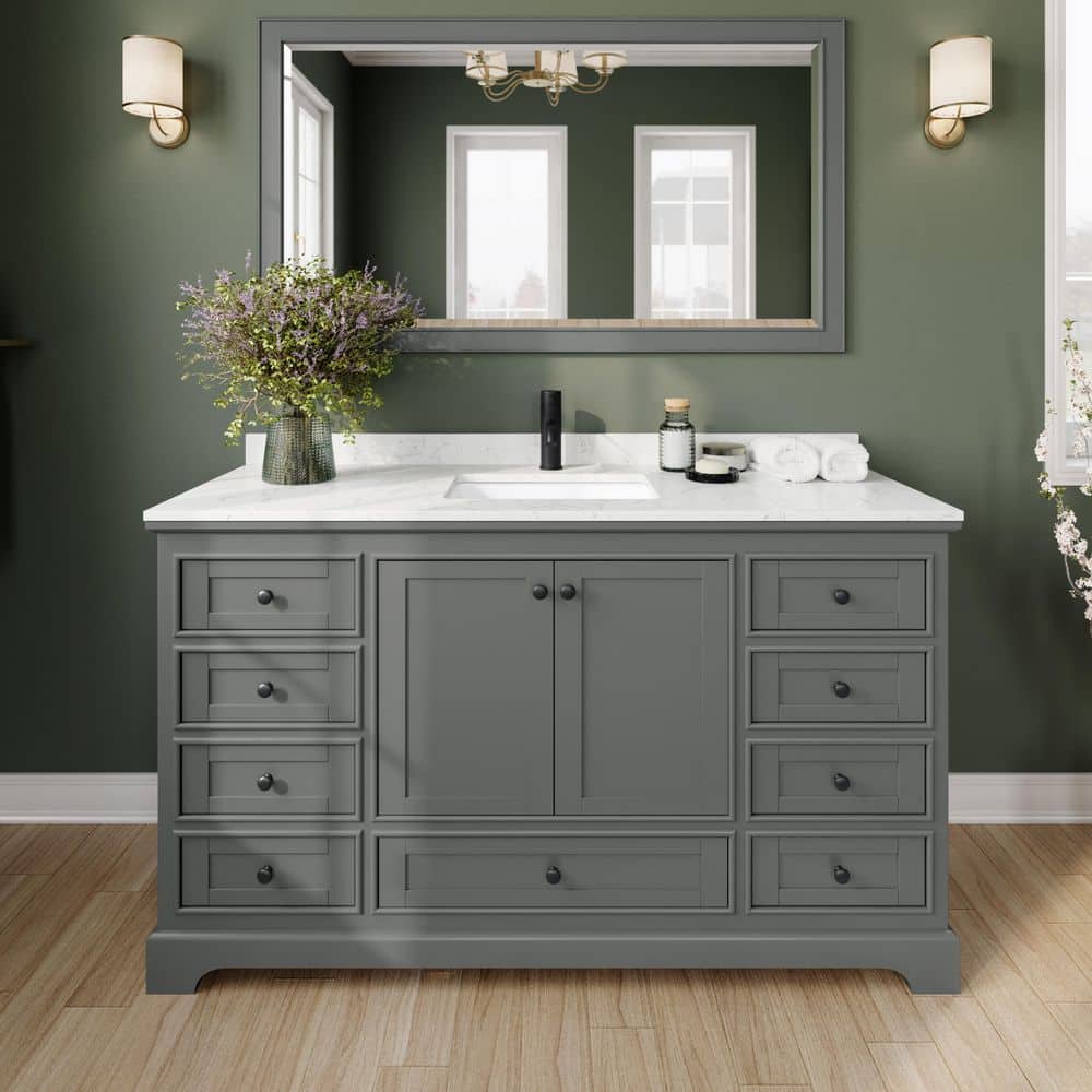 Deborah 60 in. W x 22 in. D x 35 in. H Single Bath Vanity in Dark Gray with Carrara Cultured Marble Top price history on PriceWatchPro