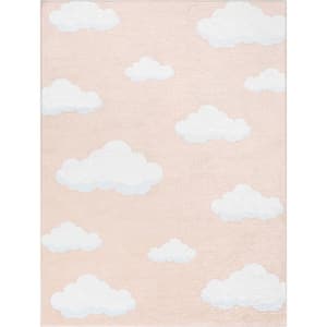 Cloud 9 Modern Kids Coral 5 ft. x 7 ft. Machine Washable Flat-Weave Area Rug