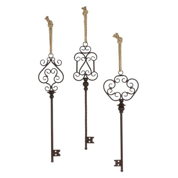 Unbranded Serena Metal Brown Large Keys Wall Decor (Set of 3)