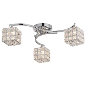 Liel 5 in. 3-Light Indoor Chrome Finish Chandelier with Light Kit