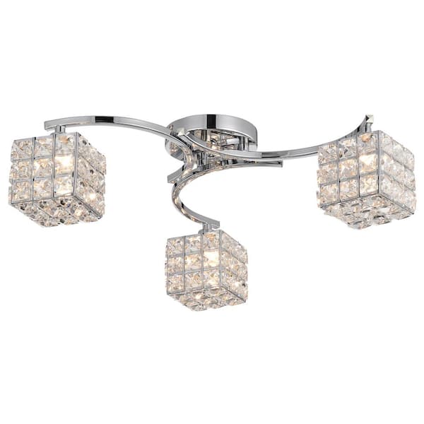 Warehouse of Tiffany Liel 5 in. 3-Light Indoor Chrome Finish Chandelier with Light Kit