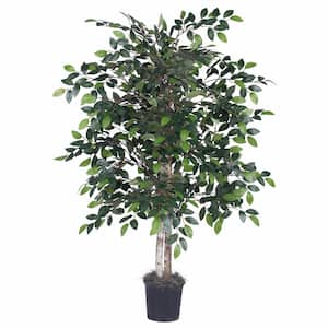 4 ft. Green Artificial Mini Ficus Bush in Plastic Pot
