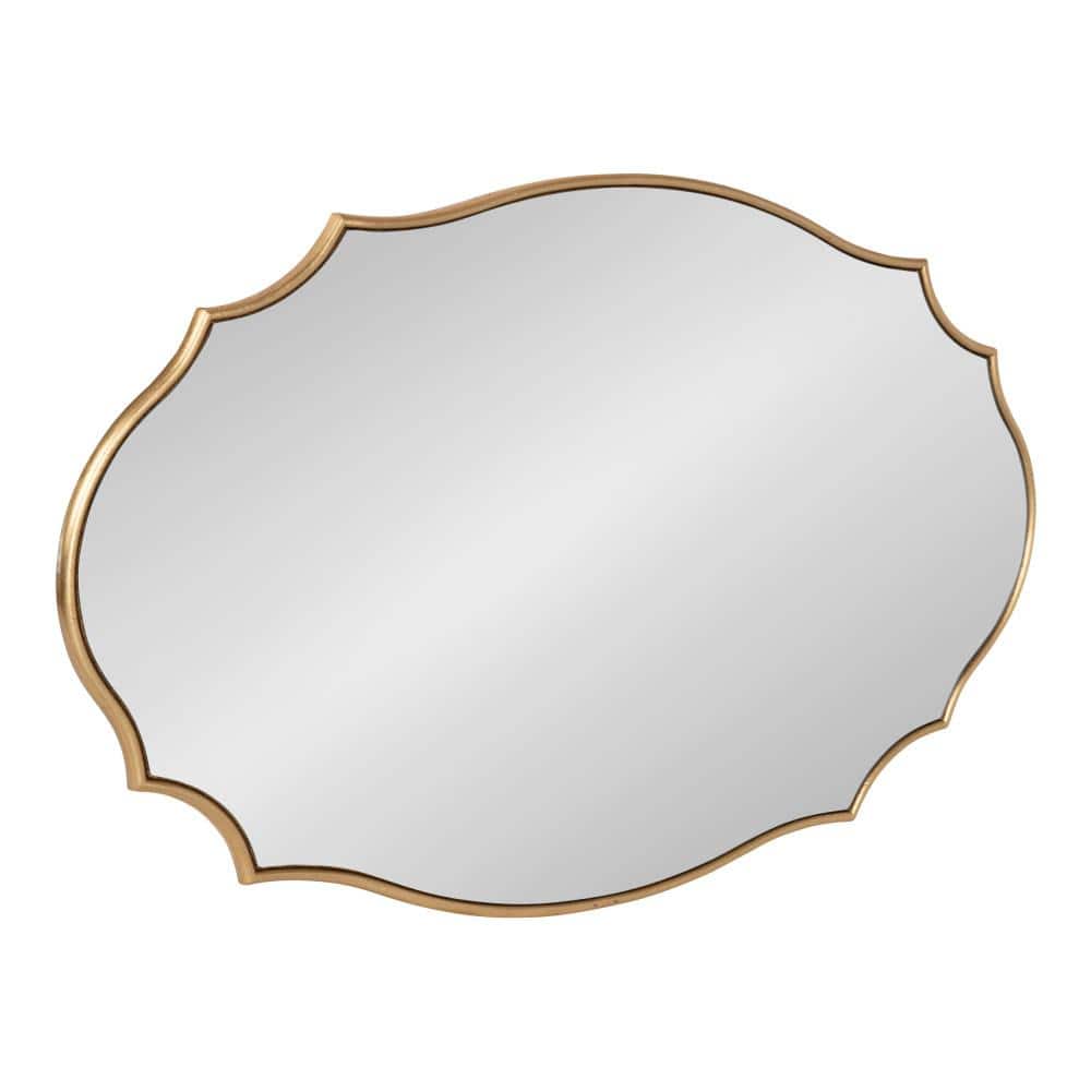 Gold Scalloped Oval Full Length Wood Wall Mirror