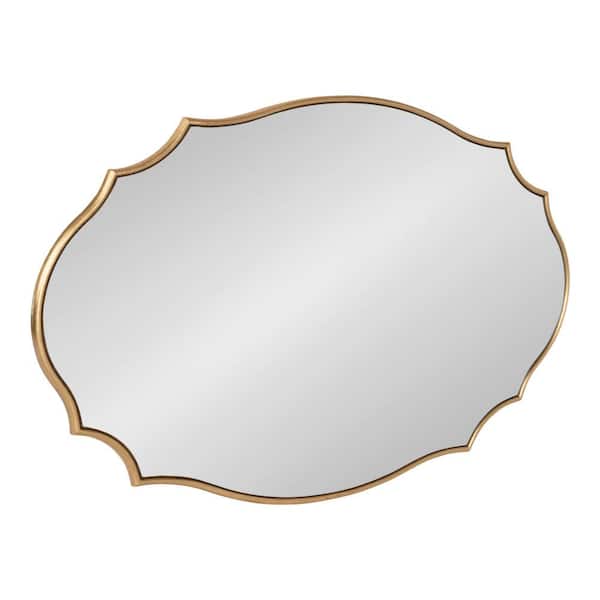 Kate and Laurel Medium Oval Gold Beveled Glass Classic Mirror (36 in. H x 24 in. W)