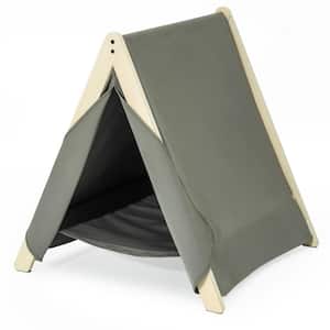 Wooden Indoor Cat Tent Cat House for Small Pets in Gray Green