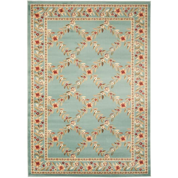 SAFAVIEH Lyndhurst Blue 5 ft. x 8 ft. Floral Border Diamond Area Rug