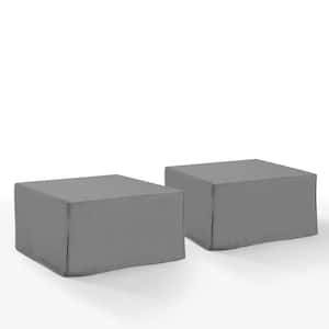 2-Piece Gray Square Table And Ottoman Furniture Cover Set