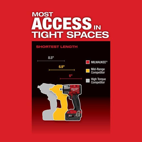Milwaukee M18 FUEL Gen-2 18V Lithium-Ion Brushless Cordless Mid Torque 1/2 in. Impact Wrench & Tower Light w/(2) 6.0Ah Batteries
