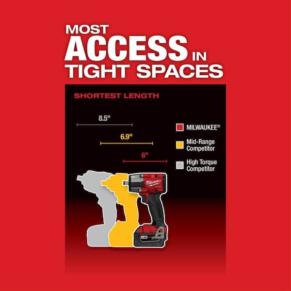 Milwaukee - M18 FUEL Gen-2 18V Lithium-Ion Brushless Cordless Mid Torque 1/2 in. Impact Wrench with (2) 6.0Ah Batteries and Charger
