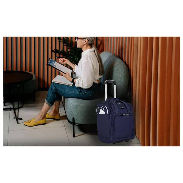 French Connection 16 in. Blue Underseater Carry-On W/Usb Feature