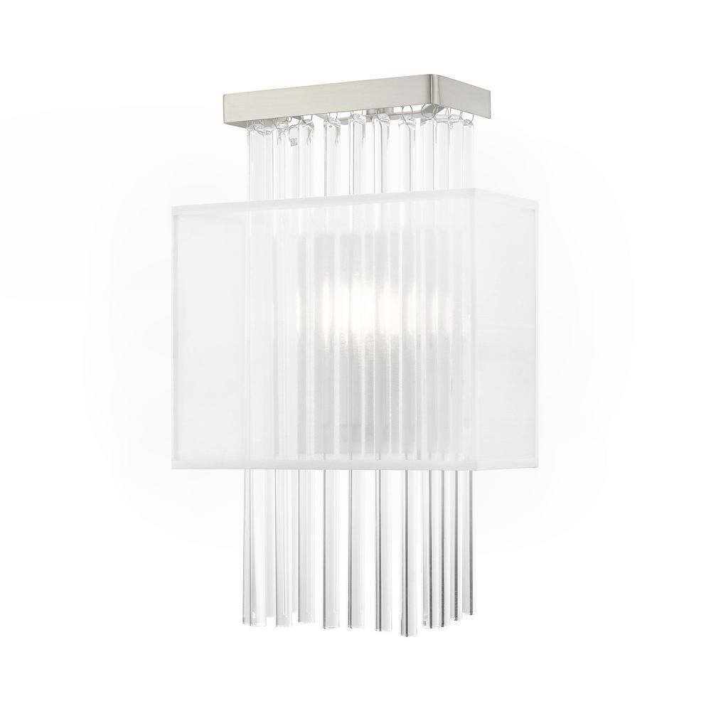 Brushed Nickel Dimmable Sconce with Crystal Rods