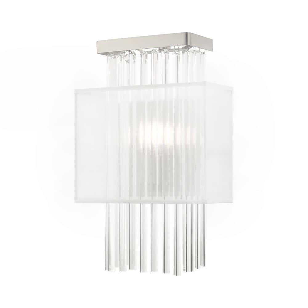 Brushed Nickel Dimmable Sconce with Crystal Rods