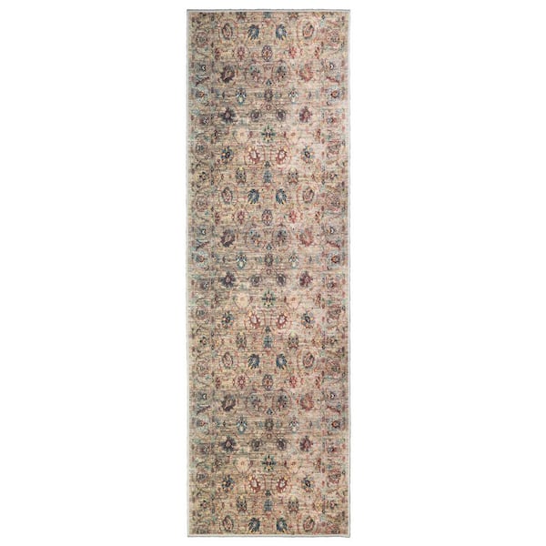 Custom Image Series Oriental Flower Vase Beige-Multicolor 26 in. W x 36 in. L Stair Runner 6.5 sq. ft.