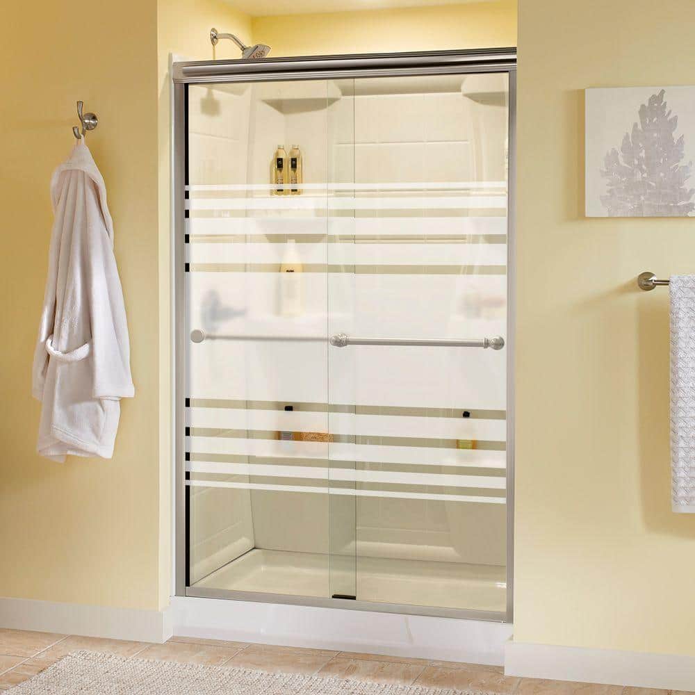 Delta Silverton 48 In X 70 In Semi Frameless Traditional Sliding Shower Door In Nickel With