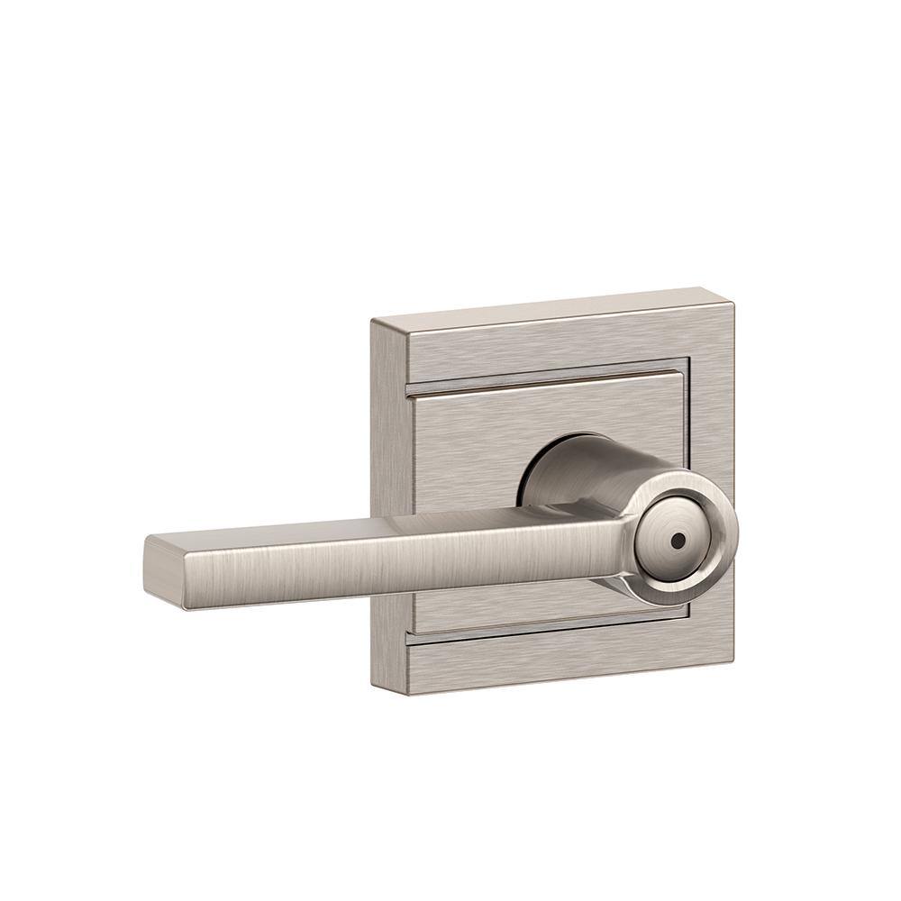 Schlage Latitude Satin Nickel Privacy Bed/Bath Door Handle with Upland