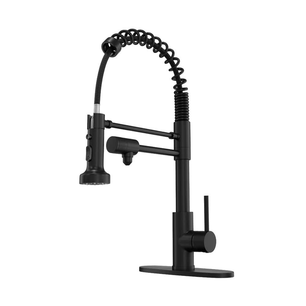 Mondawe Single Handle Pull Down Sprayer Kitchen Faucet with water