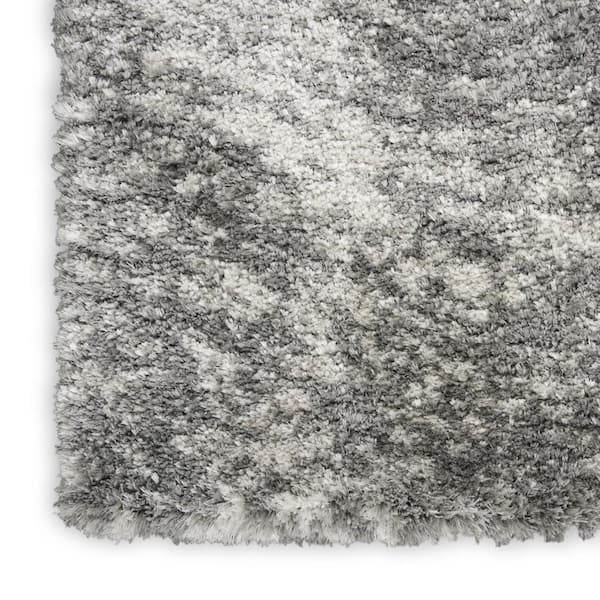 5' X 7' Charcoal and Ivory Abstract Shag Area Rug