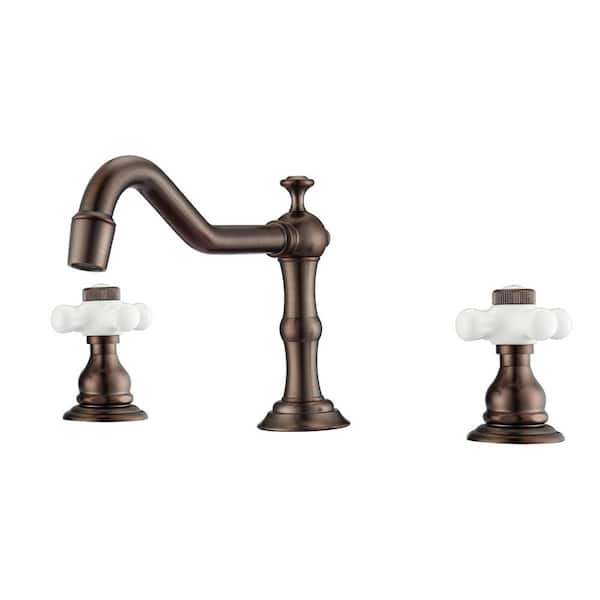 Barclay Products Roma 8 in. Widespread 2-Handle Porcelain Cross Bathroom Faucet in Oil Rubbed Bronze