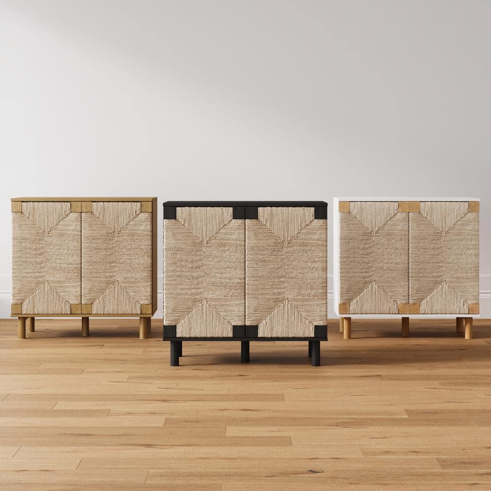 Beacon White and Seagrass Freestanding Storage Cabinet with Adjustable Shelving