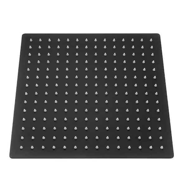 PERLIRIA INC 1-Spray Patterns with 1.8 GPM 12 in. Wall Mount Rain Fixed Shower Head, Rainfall Shower Head in Matte Black