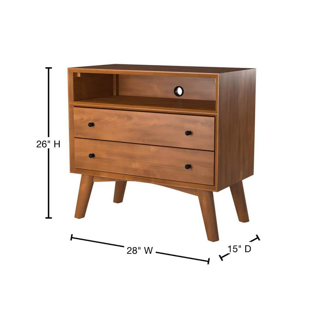 Flynn Grand 28" Brown Mahogany 2-Drawer Nightstand