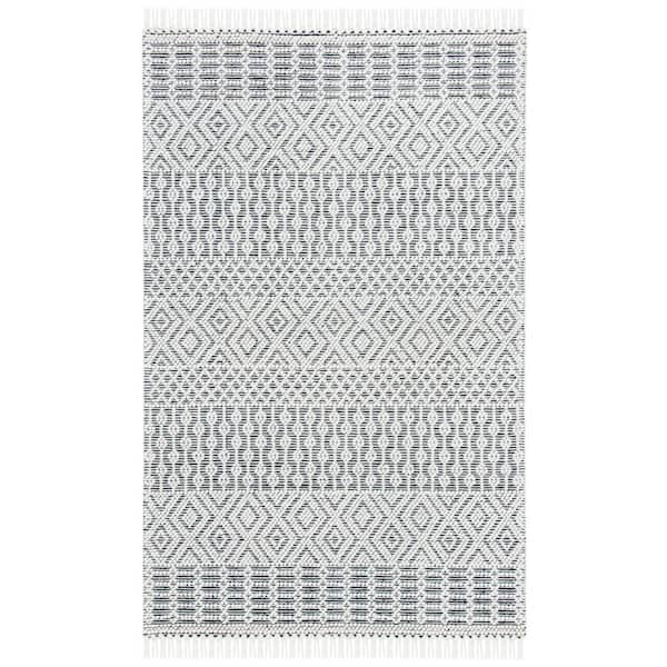 Natura 2 ft. x 4 ft. Ivory/Black Geometric Tribal Area Rug