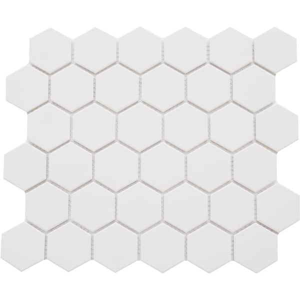 EMSER TILE Rezone White 10.98 in. x 12.68 in. Matte Porcelain Mosaic Tile (0.967 sq. ft./Piece)