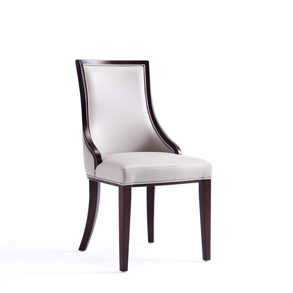 Grand Gray Faux Leather Parsons Dining Chairs with Wood Frame, Set of 4