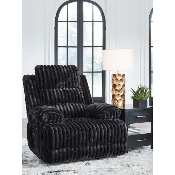 Higgesbee Black Polyester Standard Power Recliner with Highbacked