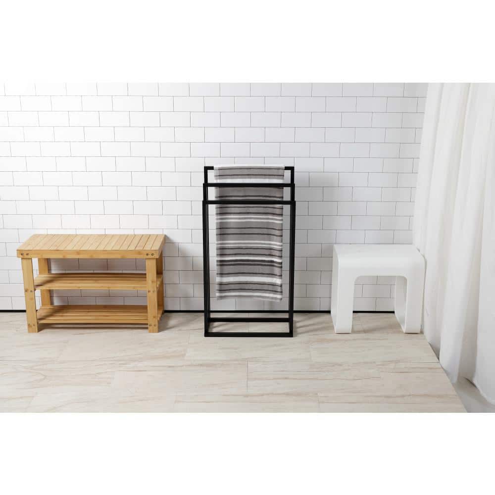 Matte Black Steel 3-Tier Freestanding Towel Rack