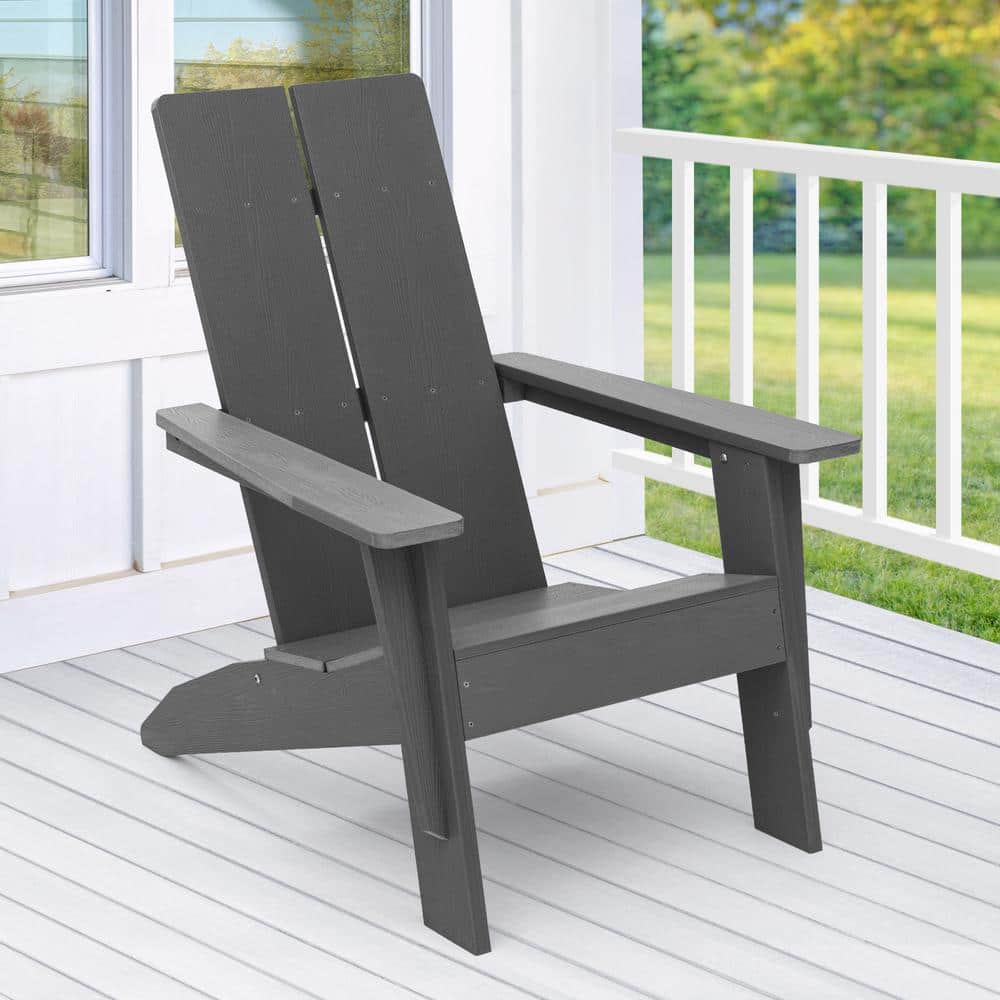 Sonkuki Charcoal Gray Adirondack Chair Patio Chair with Big Armrests Fire Pit Chair Weather