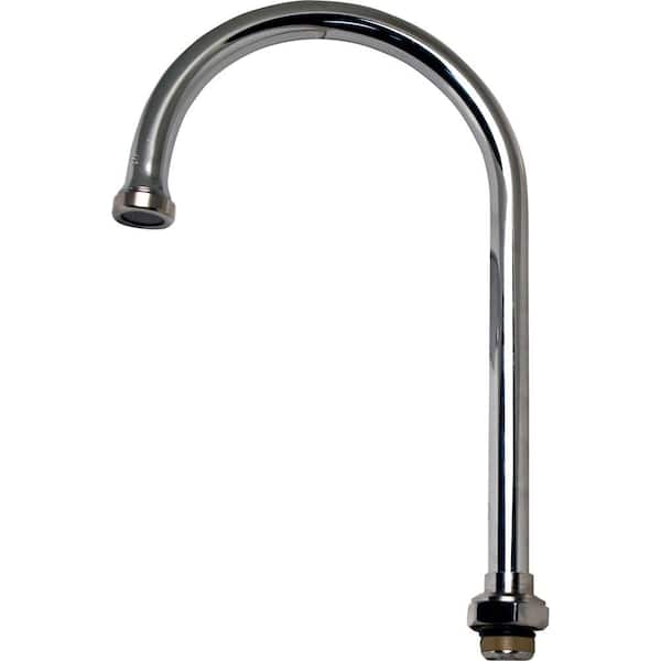 T&S 133X Swivel Gooseneck Faucet Spout 10-3/8 in. H x 5-11/16 in. Spread in Chrome Plated Brass