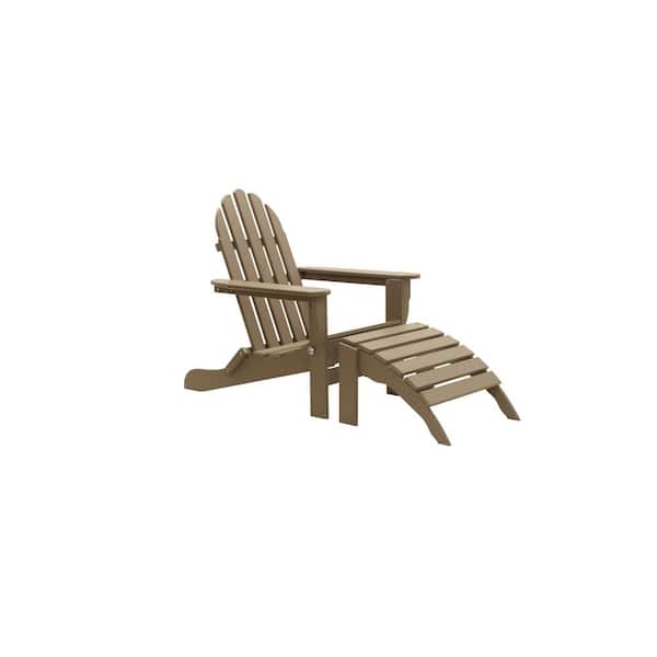 DUROGREEN Icon Weathered Wood 2-Piece Folding Recycled Plastic Adirondack Chair