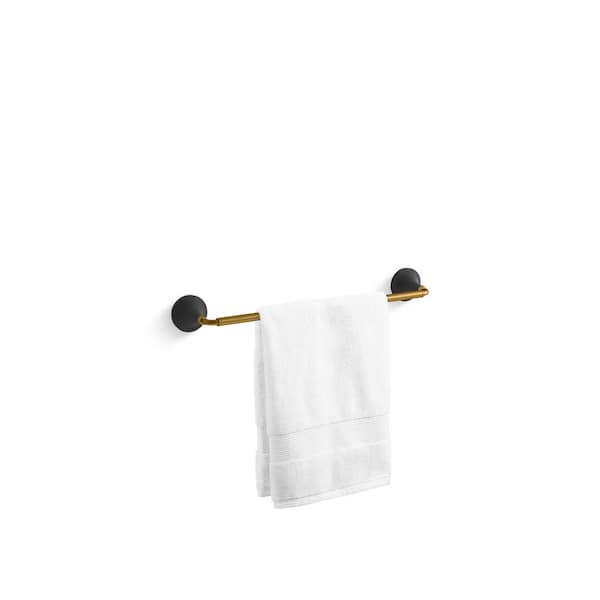 Tone 18 in. Single Towel Bar in Matte Black with Moderne Brass
