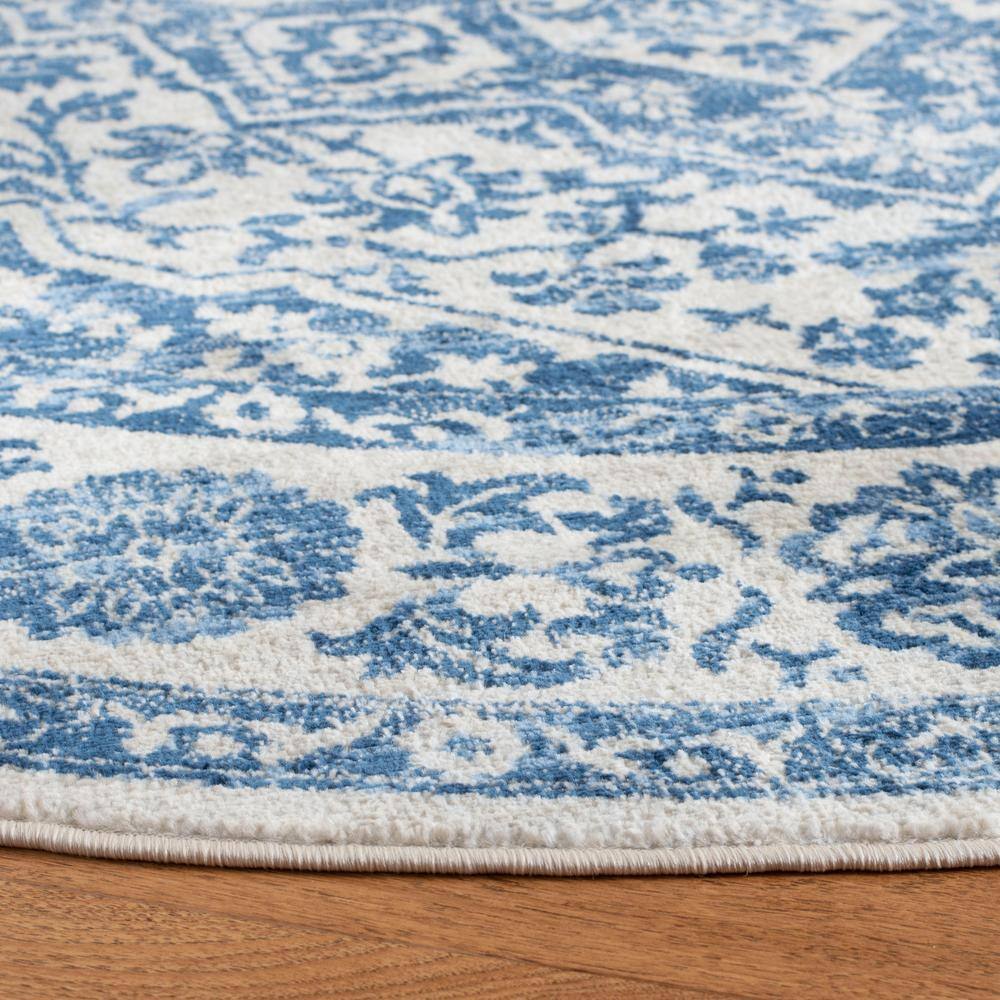 Brentwood Navy and Light Grey Round Synthetic Area Rug