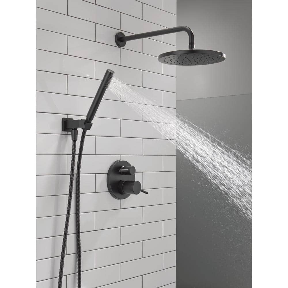 Matte Black Modern Rain Shower System with Handheld Spray