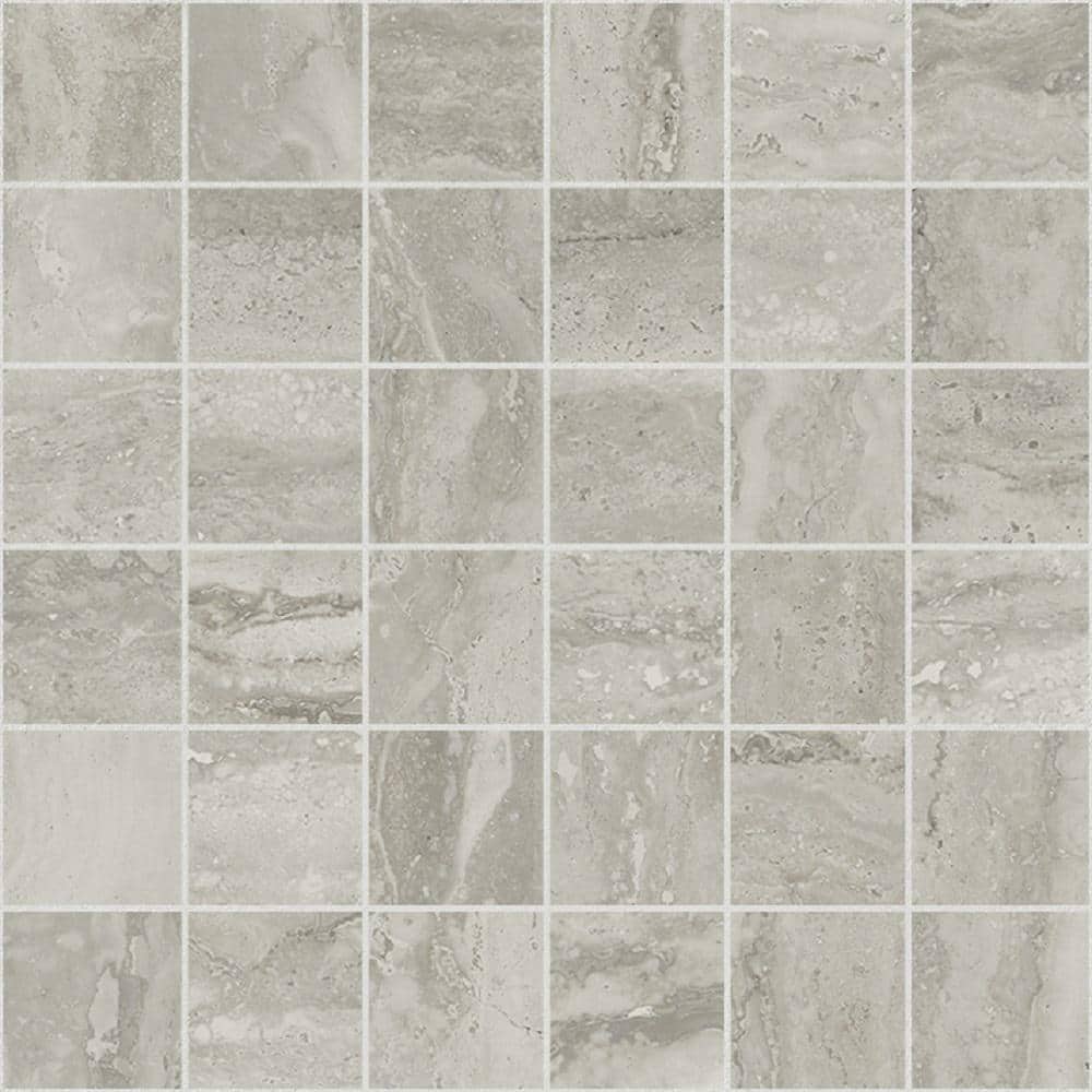 Essential Travertine Gray 4 in. x 0.39 in. Matte Porcelain Mosaic Tile Sample price history on PriceWatchPro
