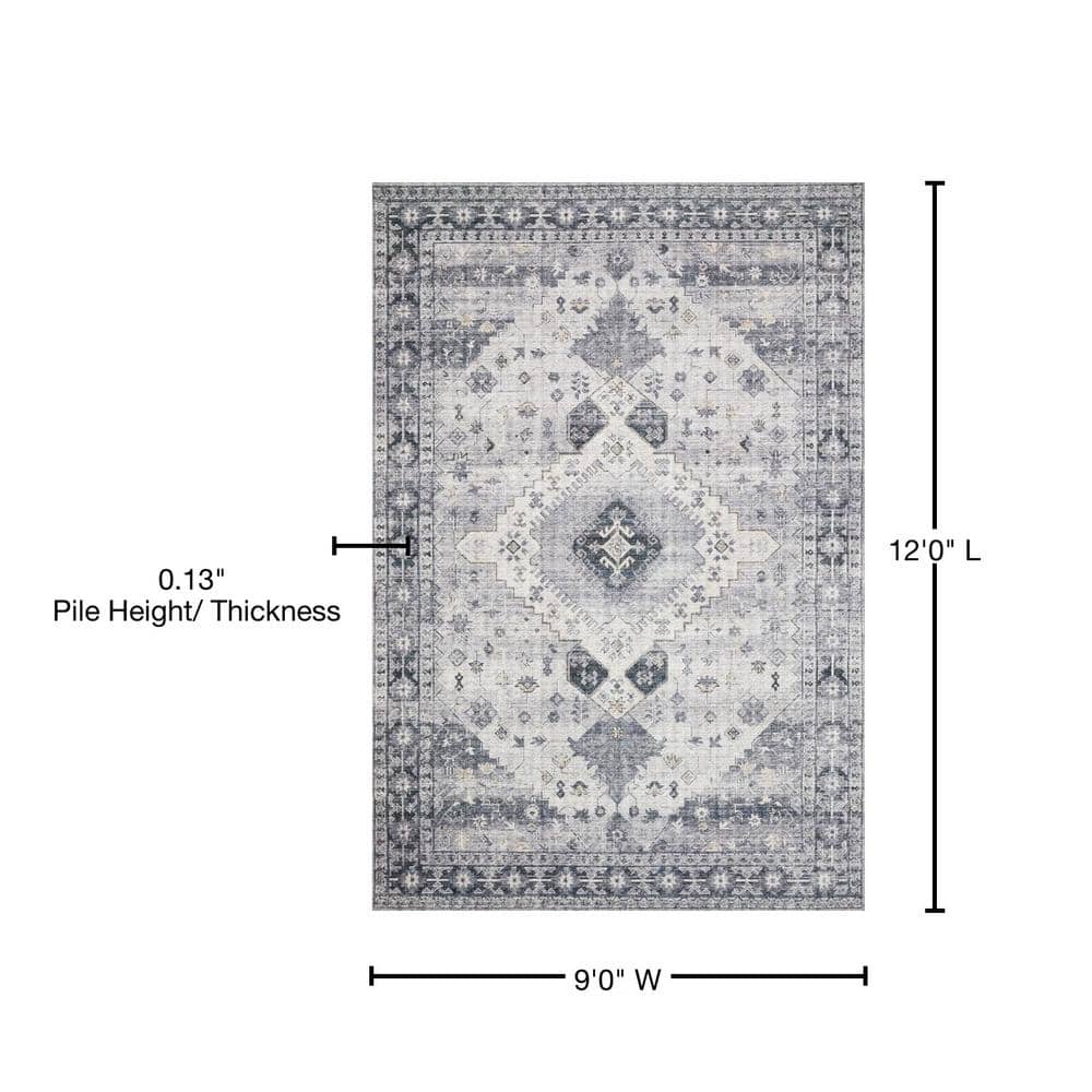 Skye 9' x 12' Gray and Silver Oriental Rug