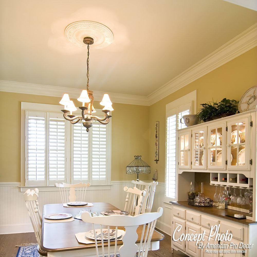 Primed White Floral Polyurethane Ceiling Medallion 35-3/16 in