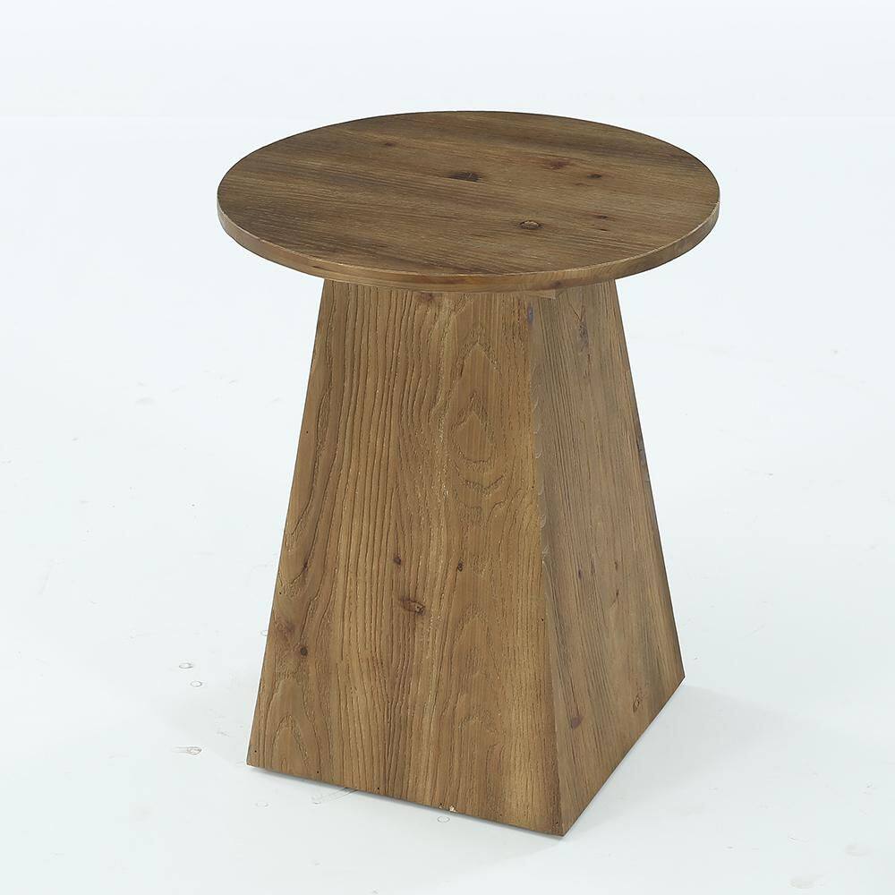 Kerlin 18.8 in. Vintage Brown Round Solid Wood End Table for Small Spaces, Farmhouse Side Table for Living Room price history on PriceWatchPro
