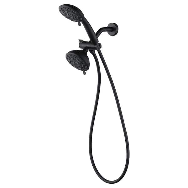 ALEASHA 7-Spray 4.5 in. Wall Mount Dual Shower Head and Handheld Shower Head 1.8 GPM in Matte Black