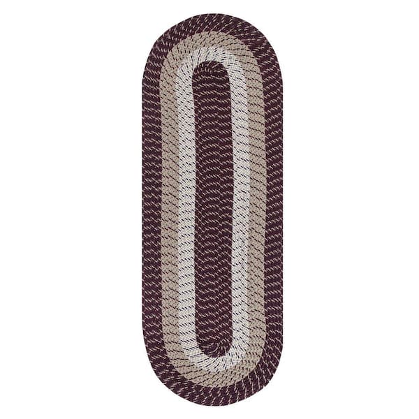 Better Trends Country Stripe Braid Collection Burgundy Stripe 24" x 66" Runner Rug 100% Polypropylene Reversible