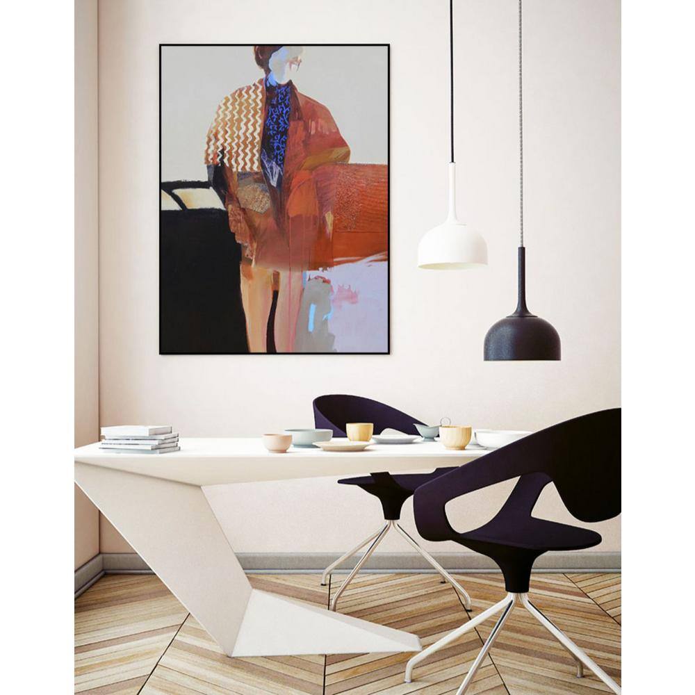Abstract 30x40 Orange and Black Framed Canvas Print